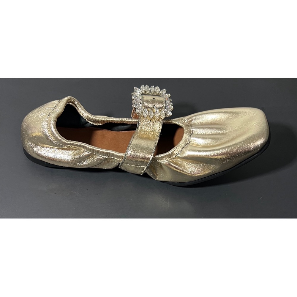 Free People Metallic Gold Mary Jane Flats - Picture 5 of 10
